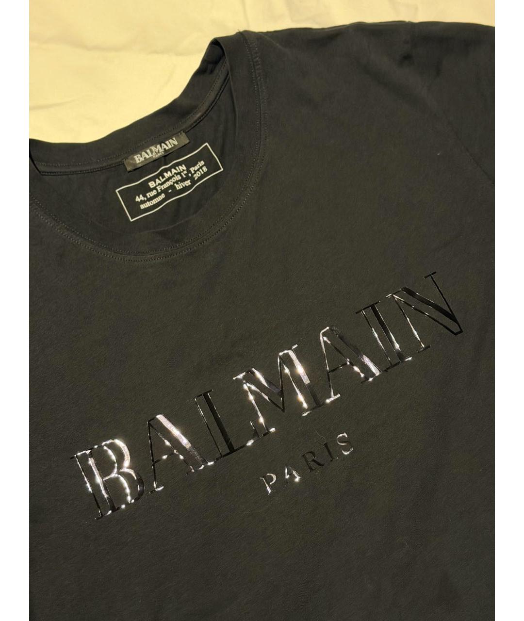 BALMAIN Черная хлопковая футболка, фото 5