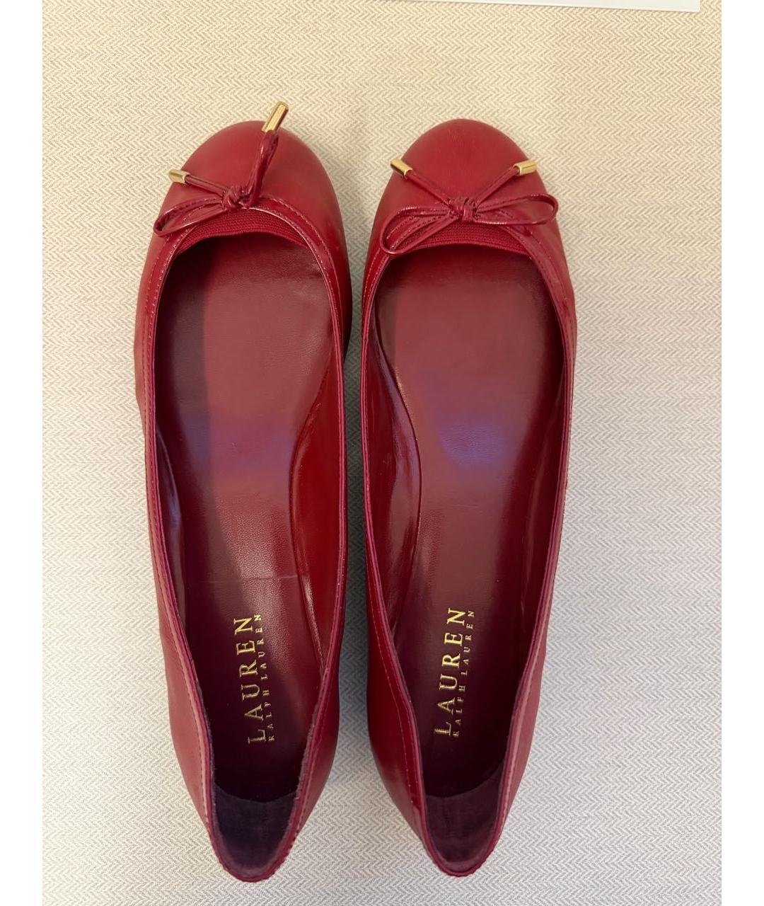 RALPH LAUREN Красные кожаные балетки, фото 3