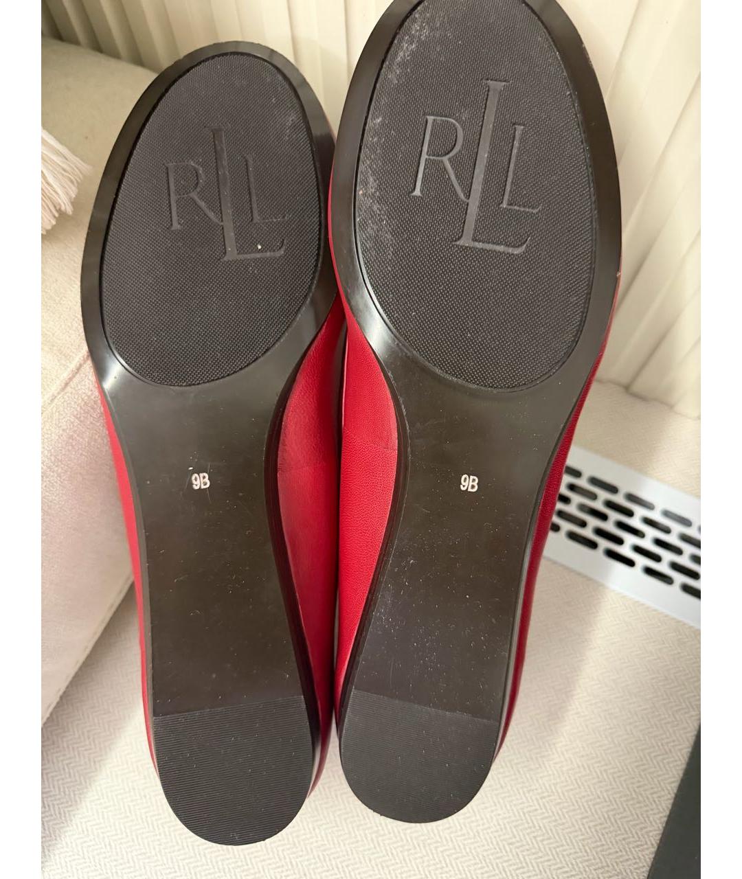RALPH LAUREN Красные кожаные балетки, фото 7