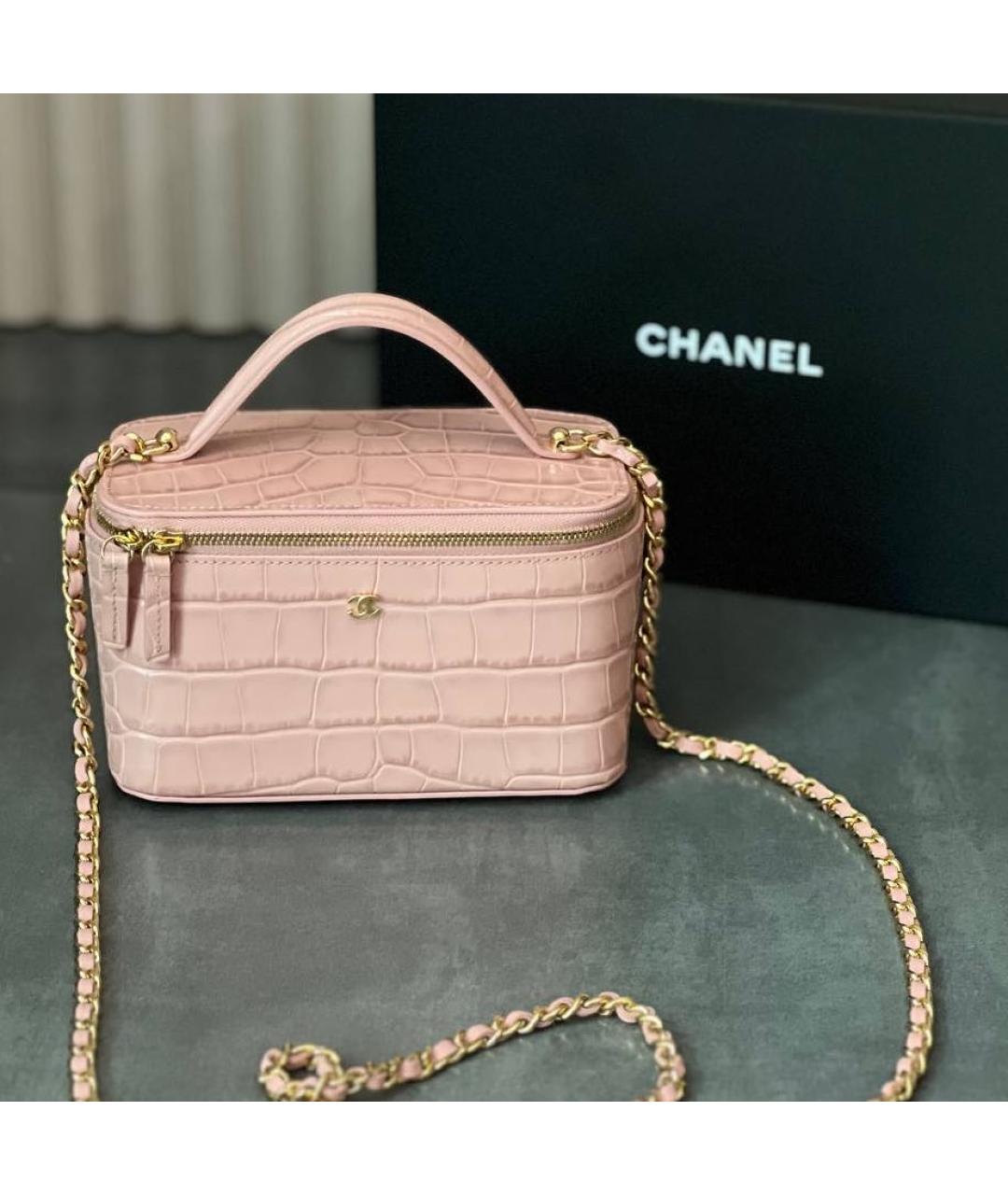 CHANEL Розовая сумка с короткими ручками, фото 4
