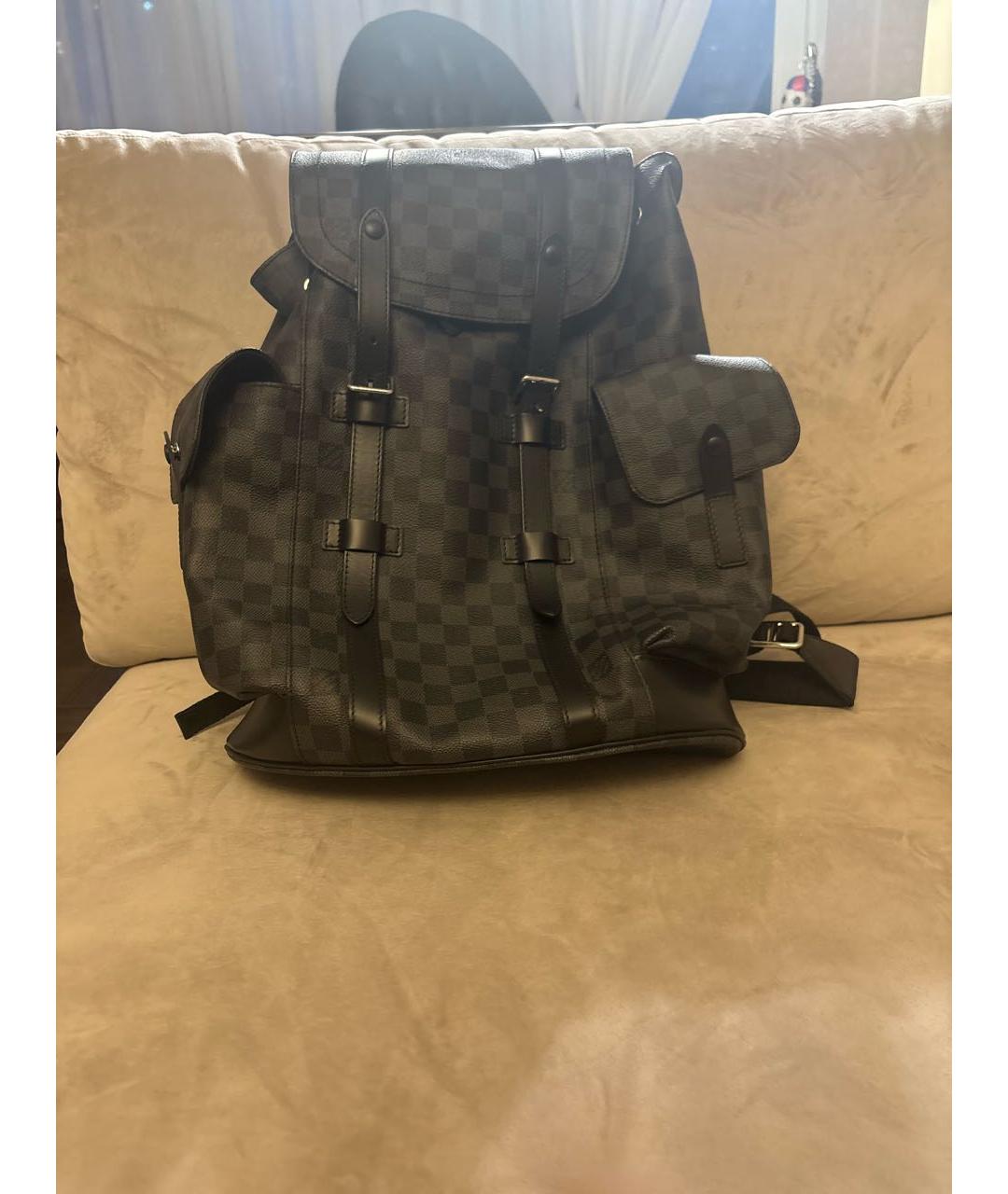 LOUIS VUITTON Серый канва рюкзак, фото 9