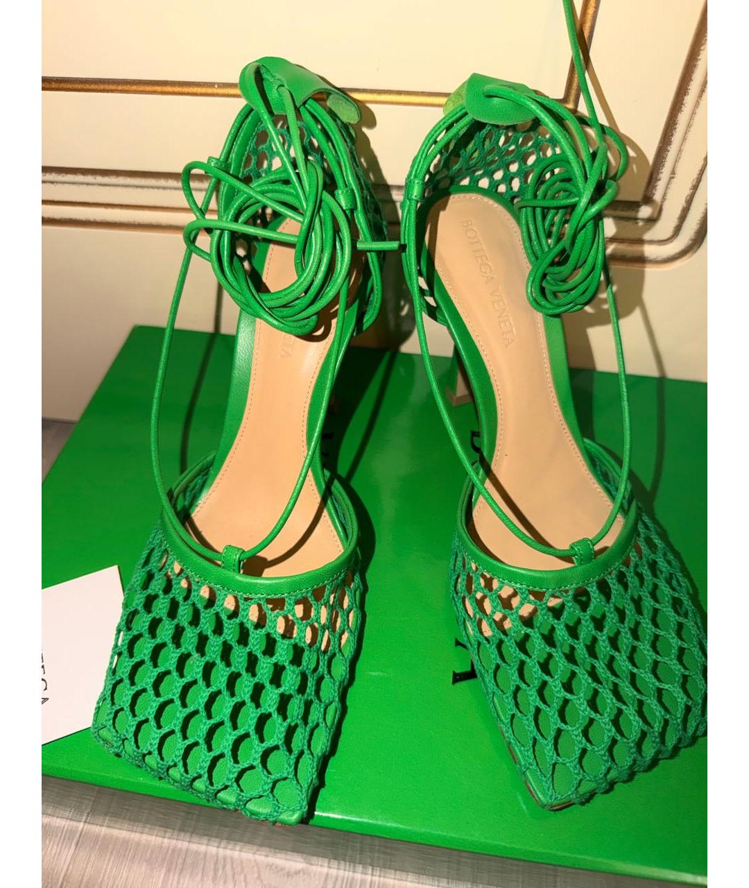 BOTTEGA VENETA Зеленые кожаные туфли, фото 2