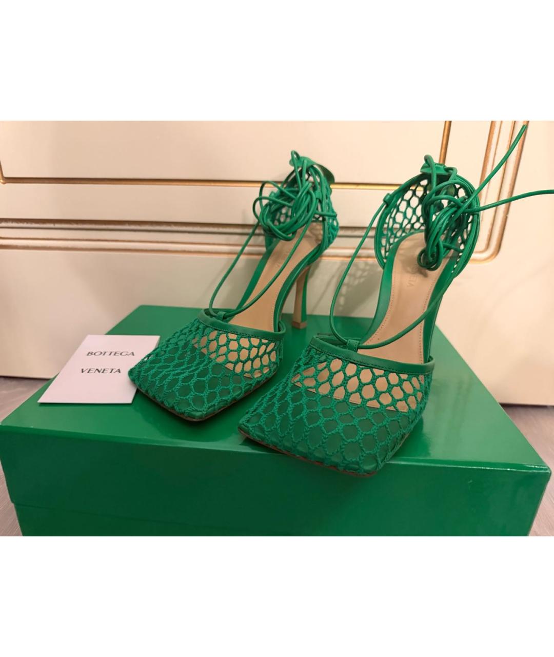 BOTTEGA VENETA Зеленые кожаные туфли, фото 3