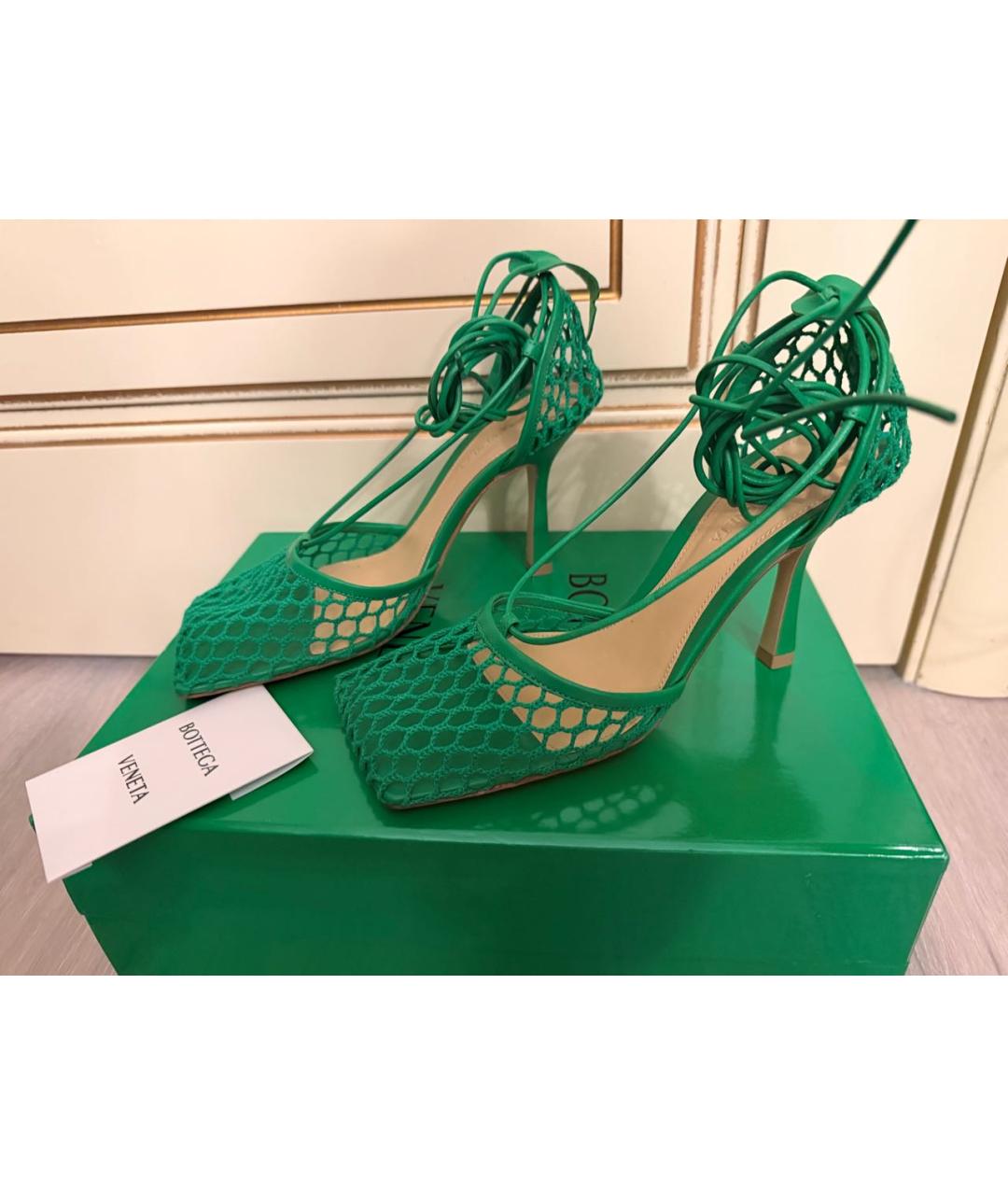 BOTTEGA VENETA Зеленые кожаные туфли, фото 5