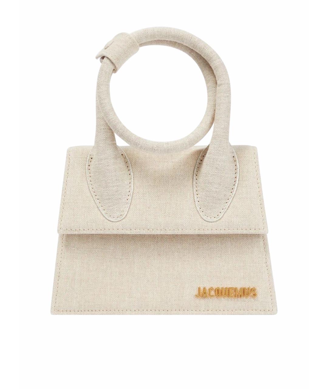 JACQUEMUS Бежевая тканевая сумка с короткими ручками, фото 1