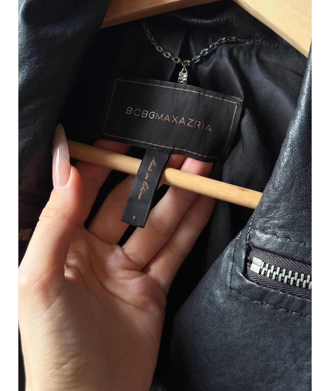 BCBG MAXAZRIA Черная кожаная куртка, фото 3