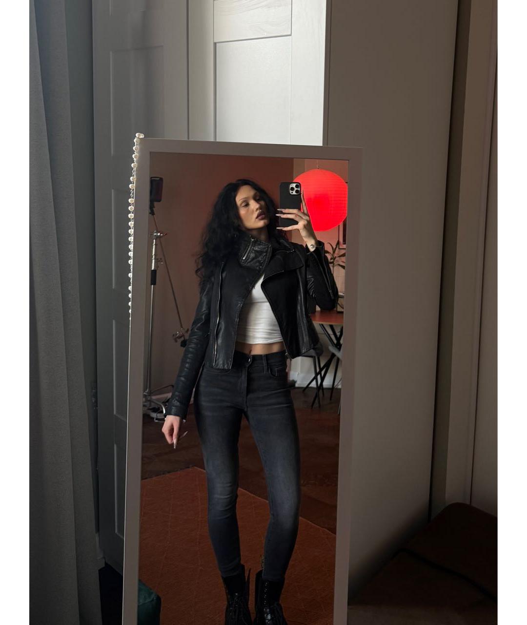 BCBG MAXAZRIA Черная кожаная куртка, фото 5