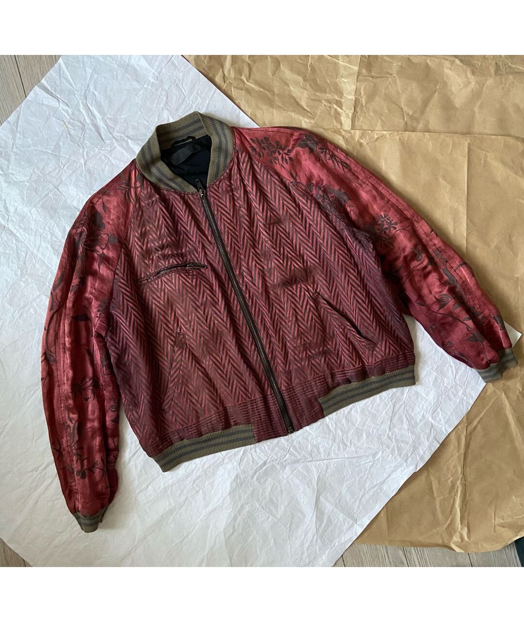HAIDER ACKERMANN Бордовая шелковая куртка, фото 5
