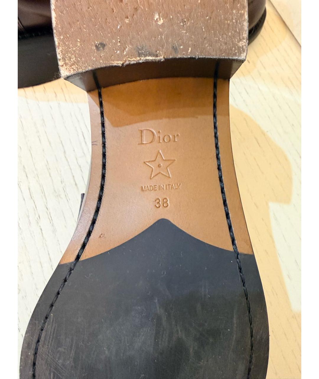 CHRISTIAN DIOR Бордовые кожаные лоферы, фото 5
