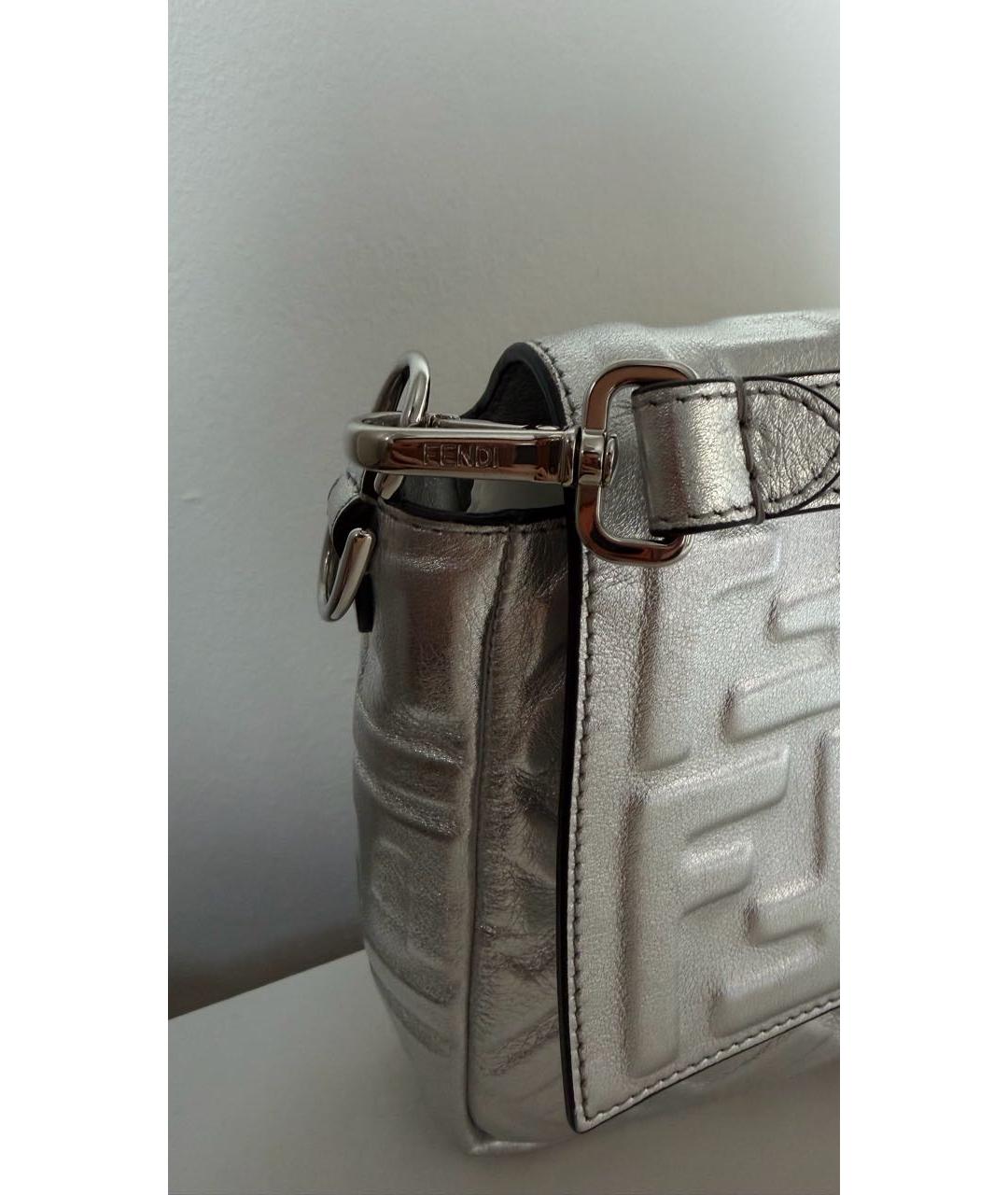 FENDI Серебряная кожаная сумка через плечо, фото 4