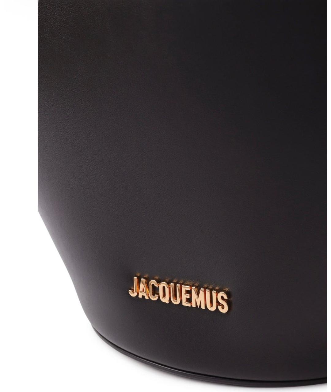 JACQUEMUS Черная кожаная сумка тоут, фото 5