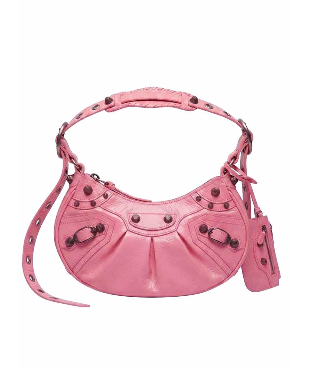 BALENCIAGA Розовая сумка через плечо из лакированной кожи, фото 1