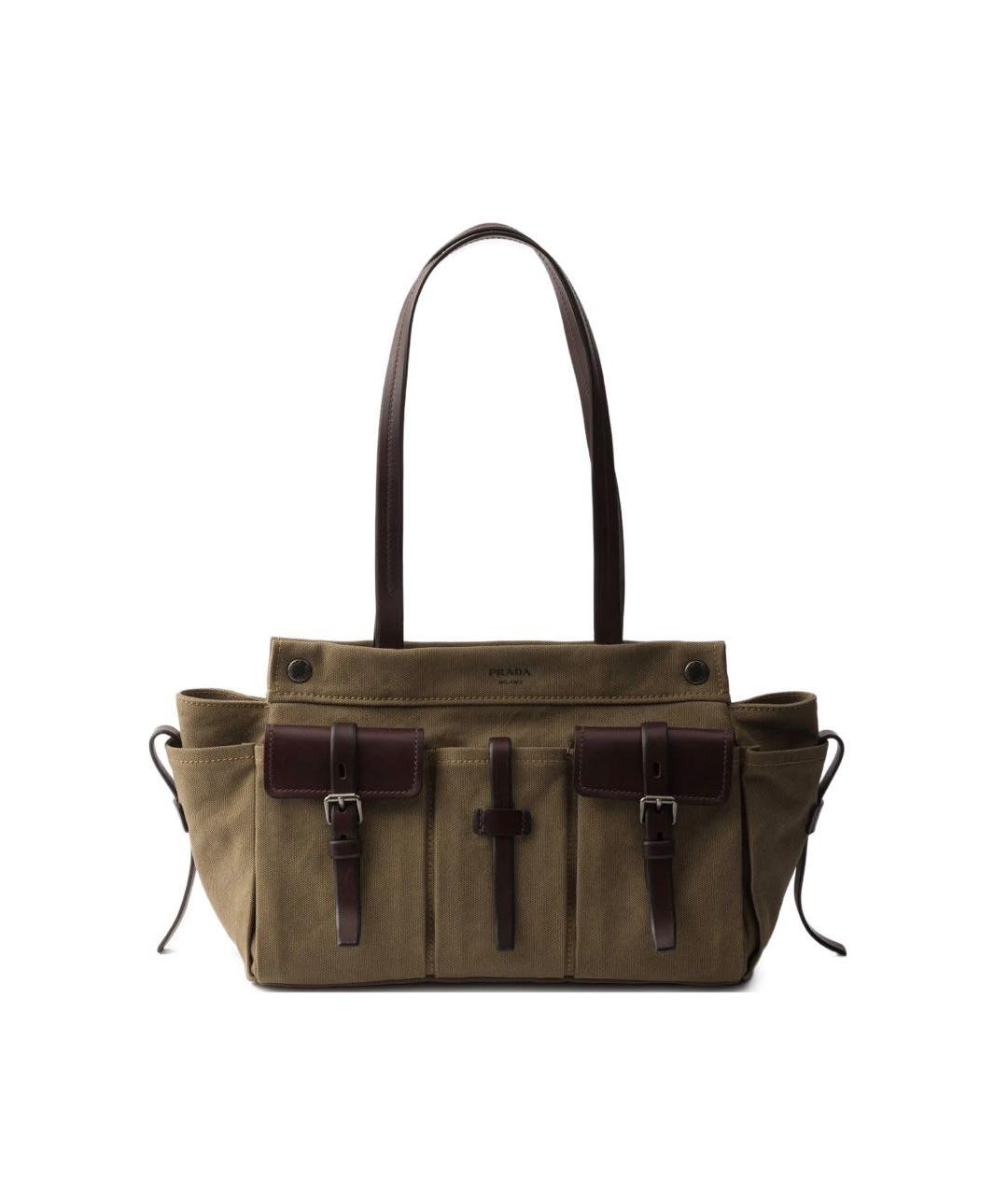 PRADA Хаки канва сумка тоут, фото 5
