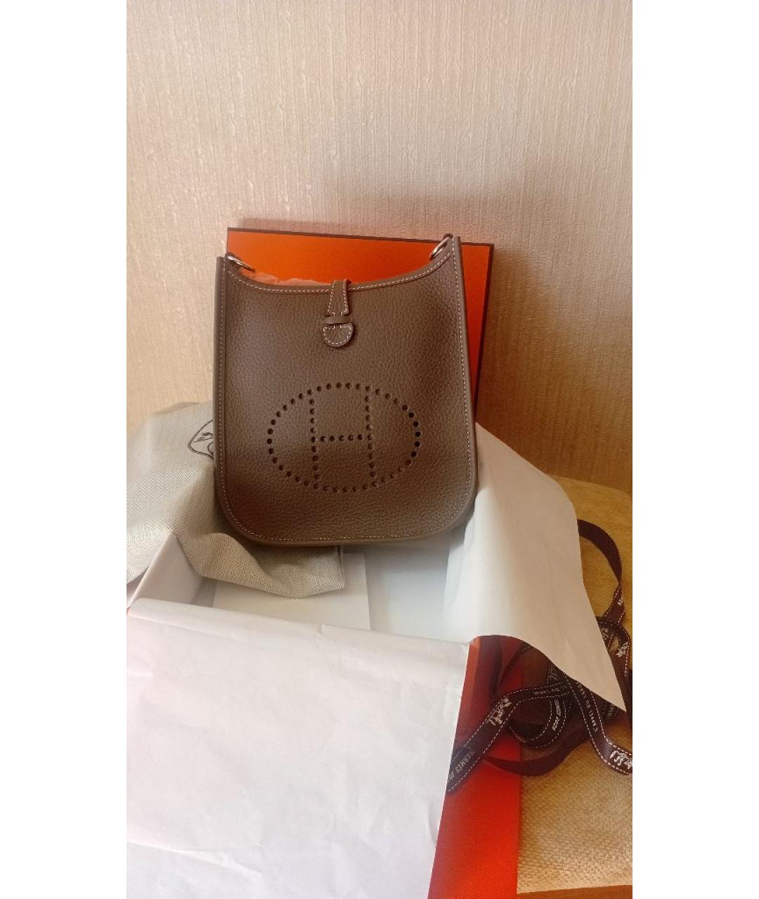 HERMES Бежевая кожаная сумка через плечо, фото 2