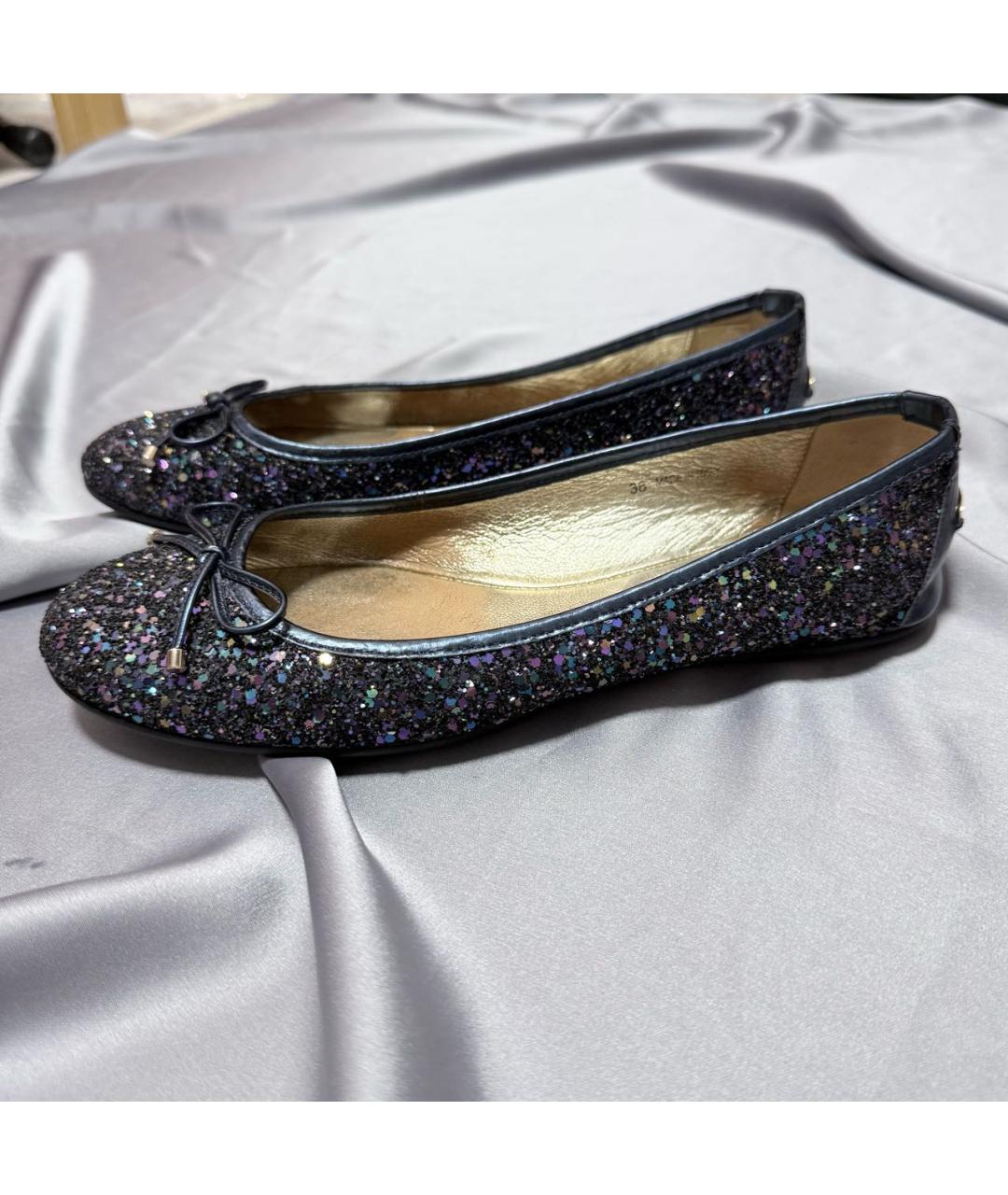 JIMMY CHOO Темно-синие кожаные балетки, фото 7