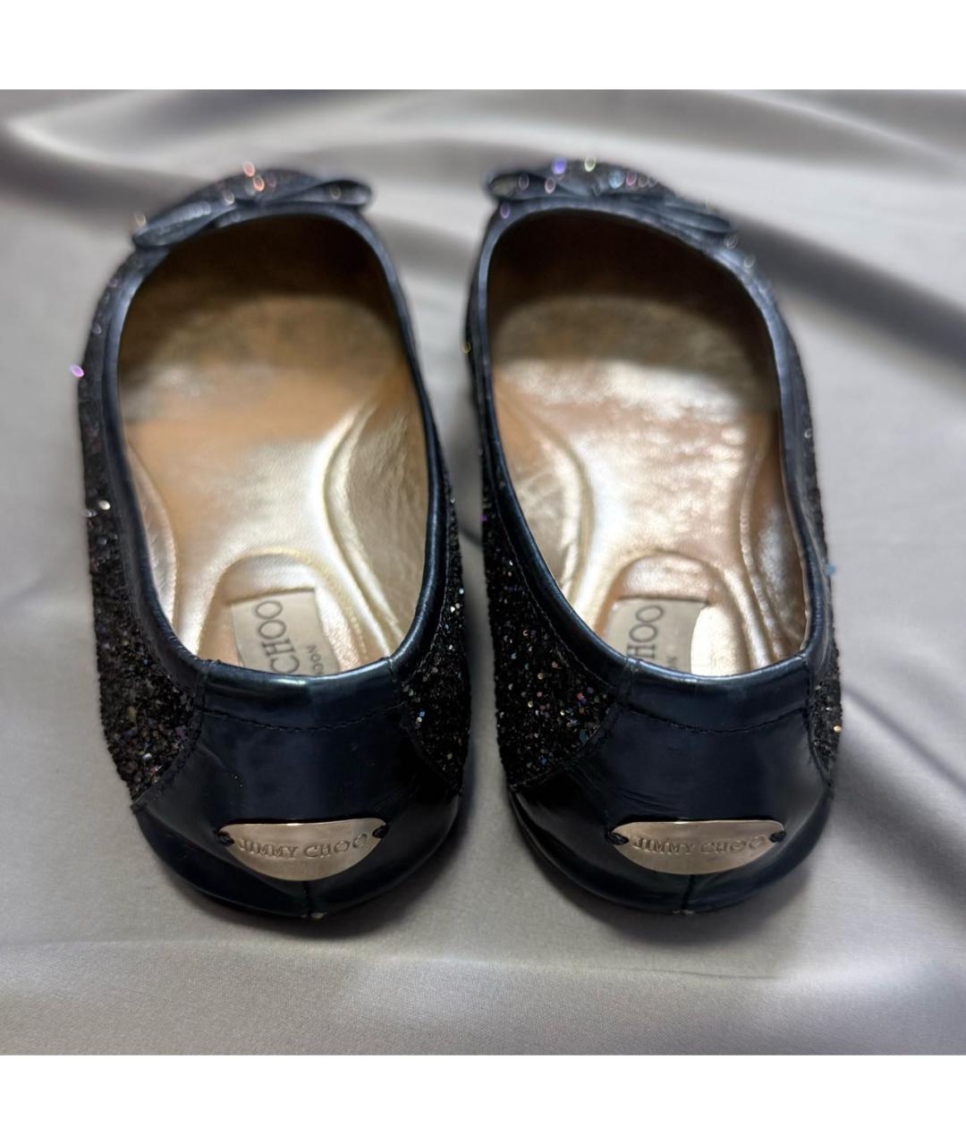 JIMMY CHOO Темно-синие кожаные балетки, фото 5