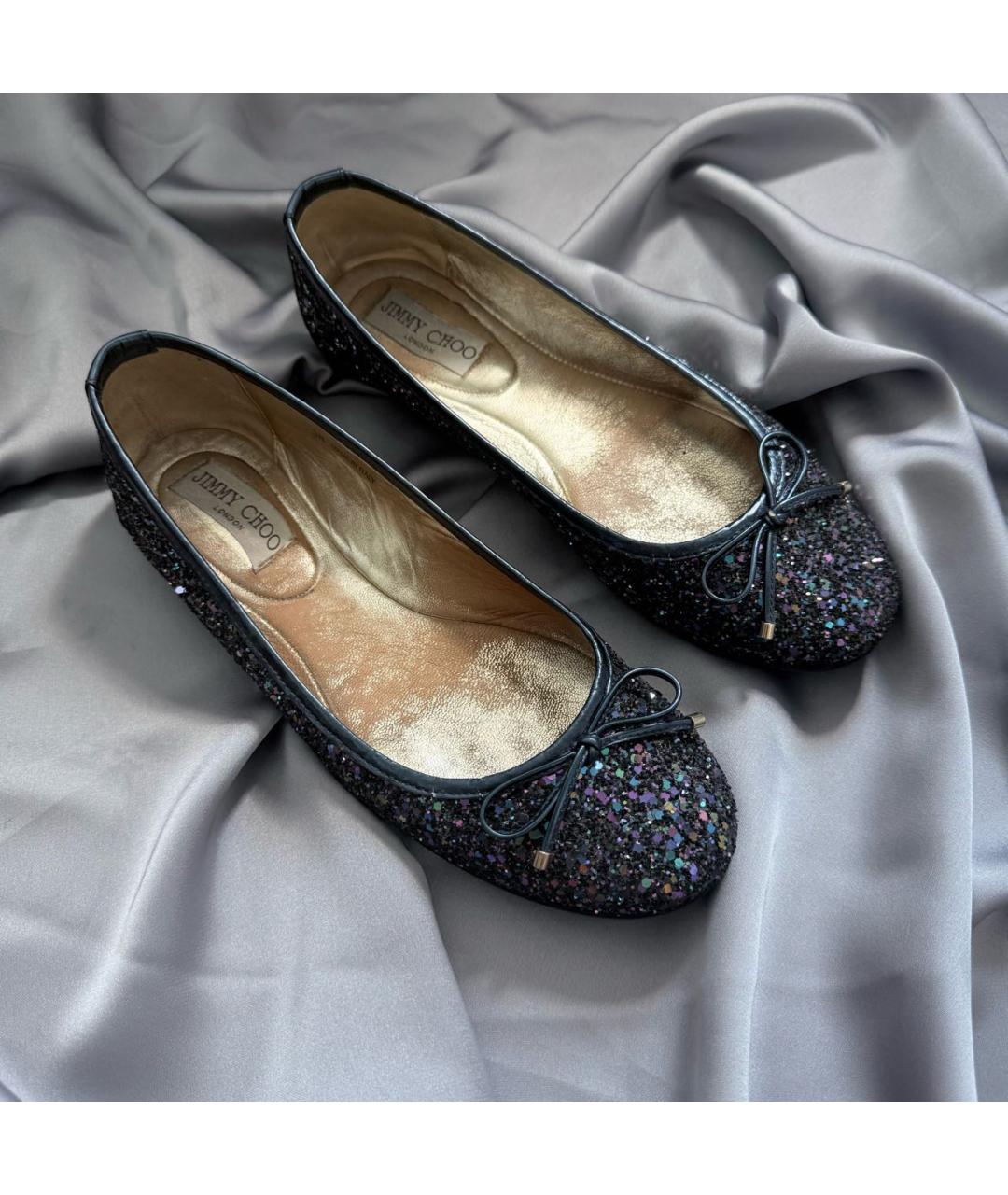 JIMMY CHOO Темно-синие кожаные балетки, фото 2