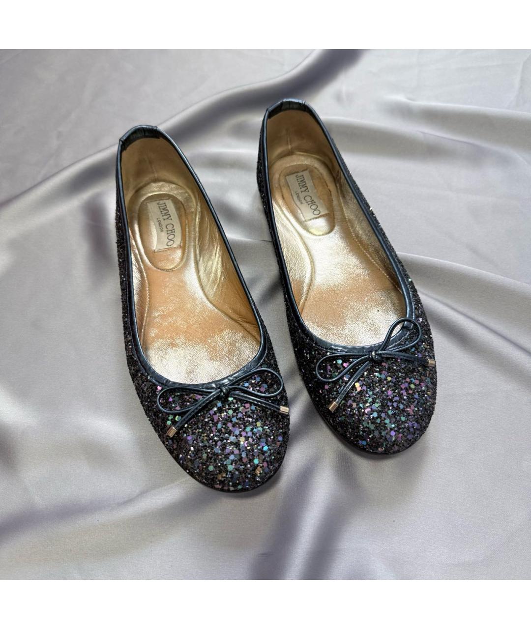 JIMMY CHOO Темно-синие кожаные балетки, фото 3