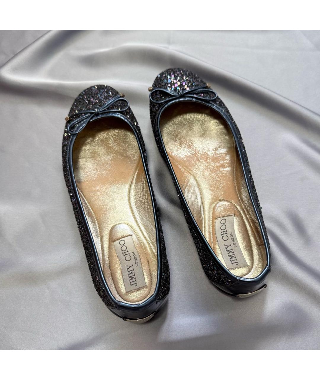 JIMMY CHOO Темно-синие кожаные балетки, фото 4