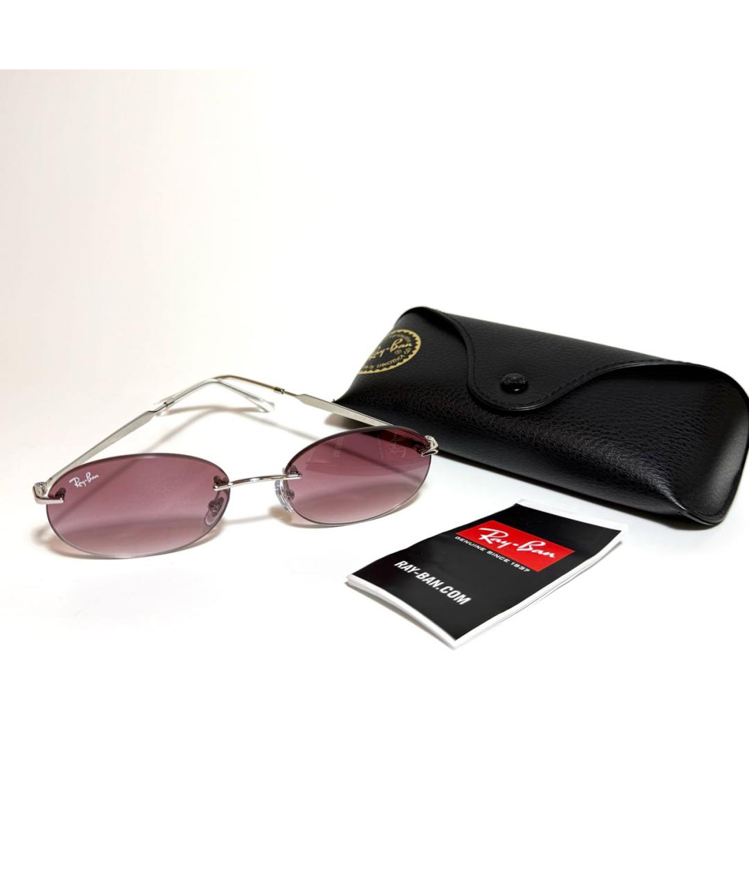 RAY BAN Бордовые металлические солнцезащитные очки, фото 5