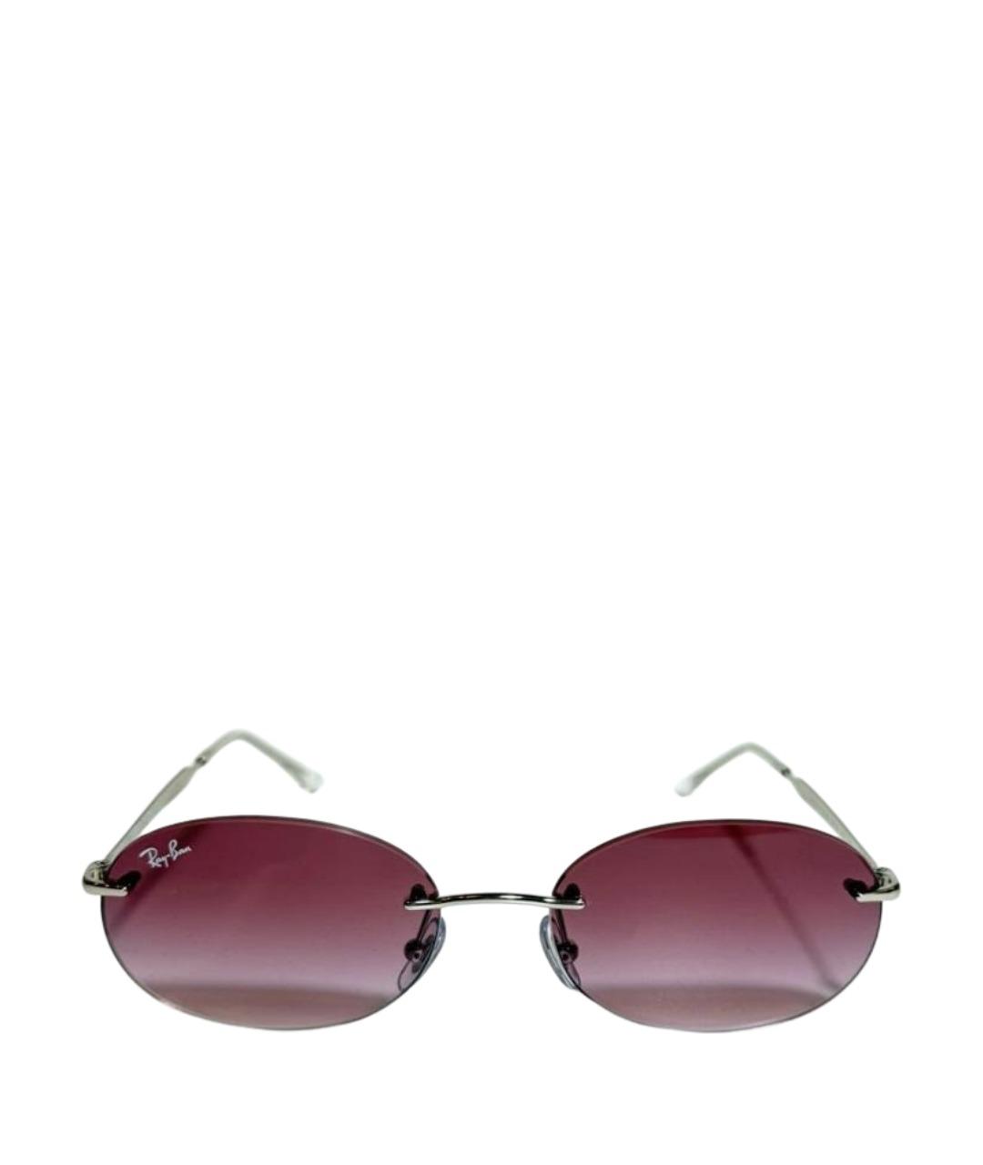 RAY BAN Бордовые металлические солнцезащитные очки, фото 1