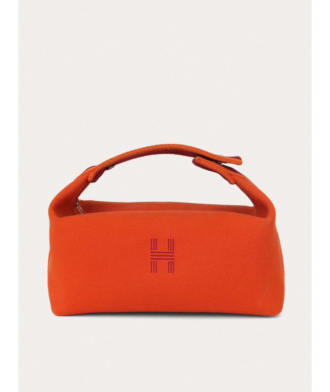 HERMES Оранжевая тканевая косметичка, фото 9