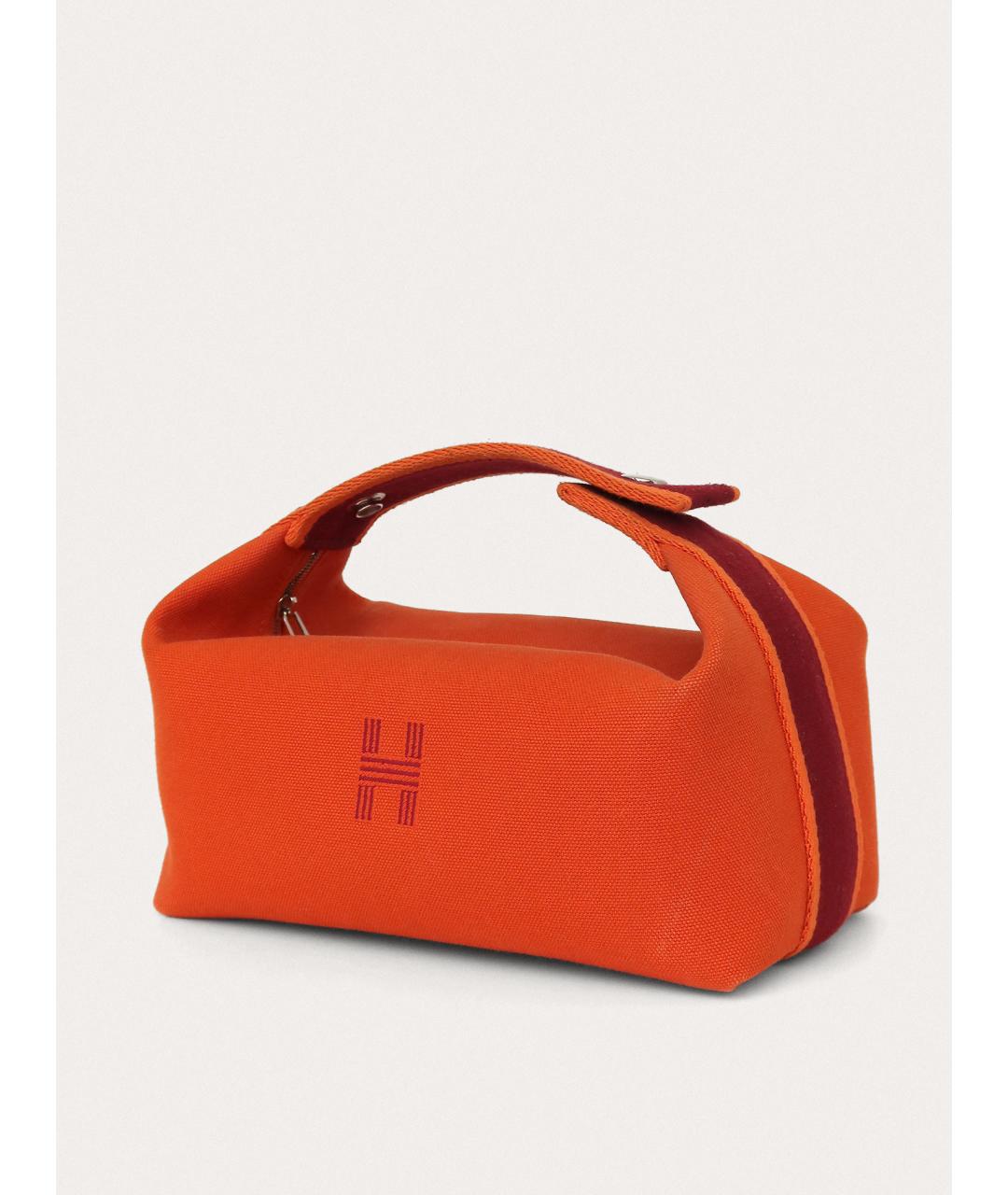 HERMES Оранжевая тканевая косметичка, фото 2