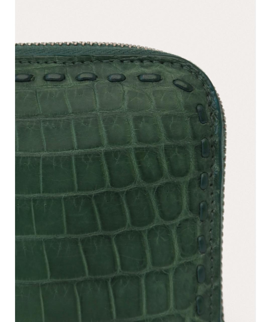 BOTTEGA VENETA Зеленый кошелек из экзотической кожи, фото 7
