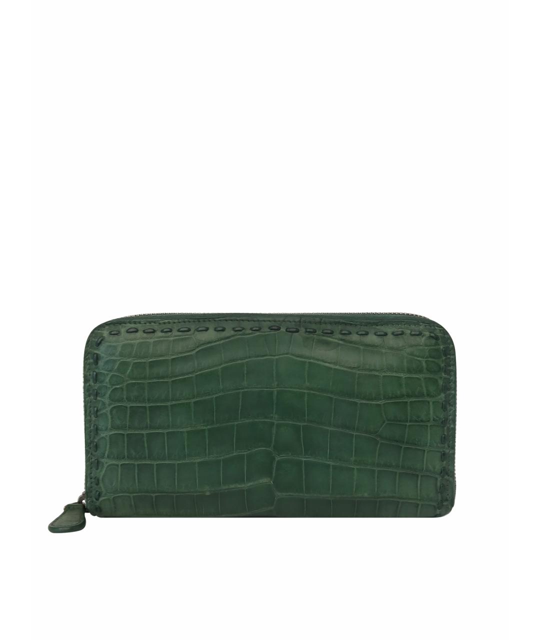 BOTTEGA VENETA Зеленый кошелек из экзотической кожи, фото 1