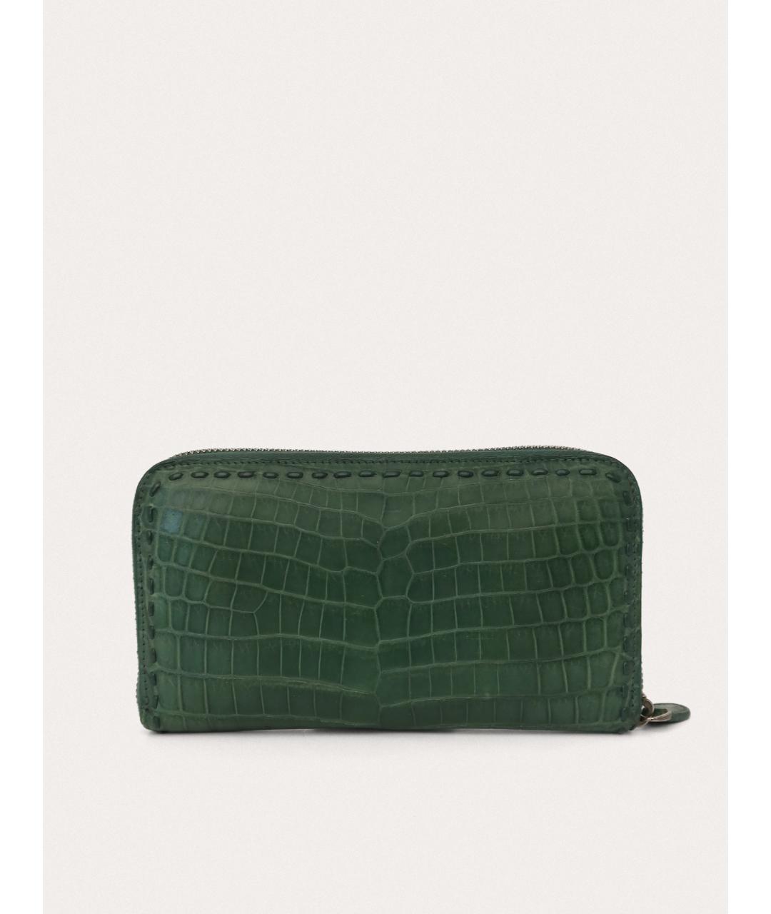 BOTTEGA VENETA Зеленый кошелек из экзотической кожи, фото 3