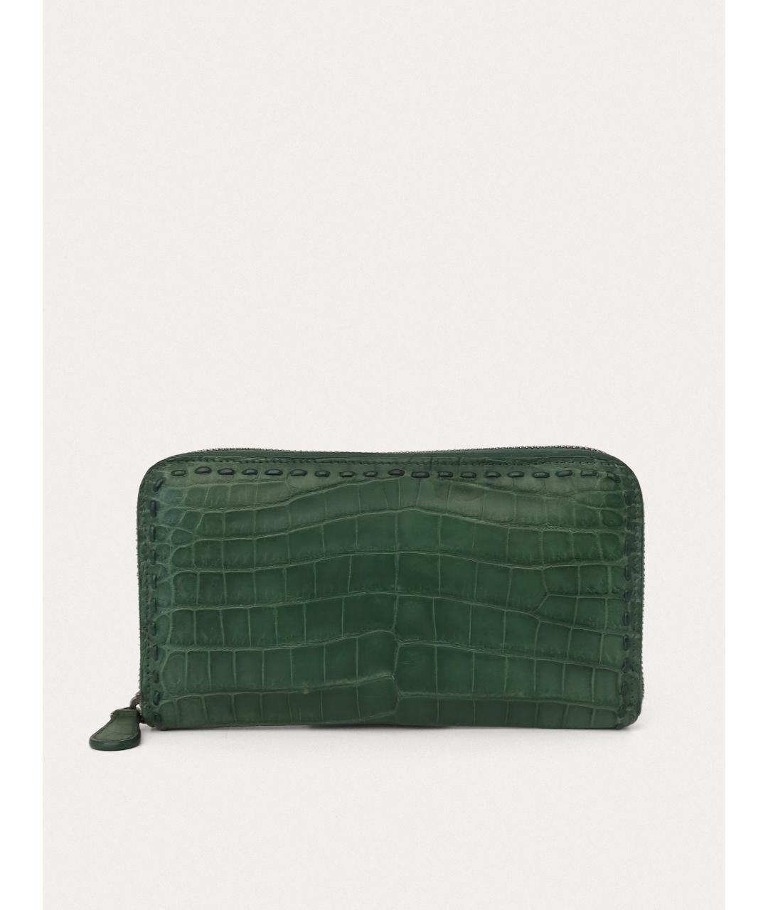 BOTTEGA VENETA Зеленый кошелек из экзотической кожи, фото 9