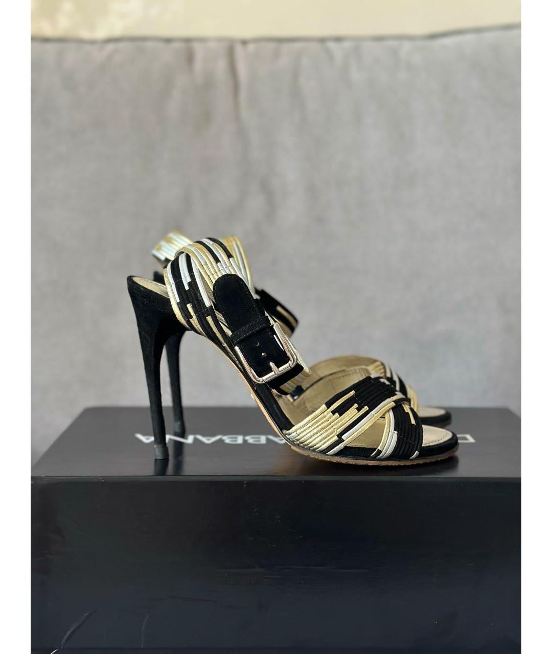 DOLCE&GABBANA Золотые кожаные босоножки, фото 9