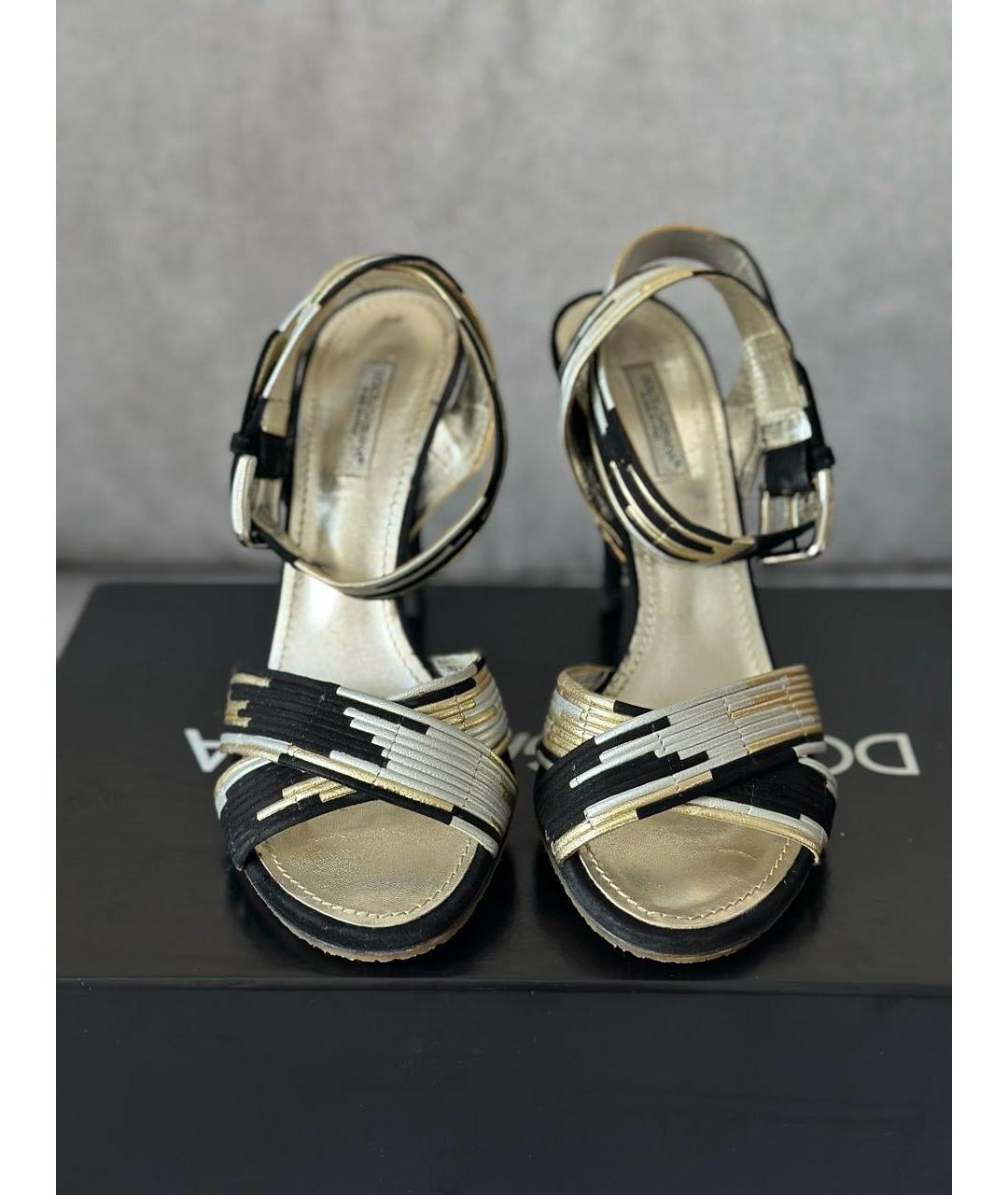 DOLCE&GABBANA Золотые кожаные босоножки, фото 4
