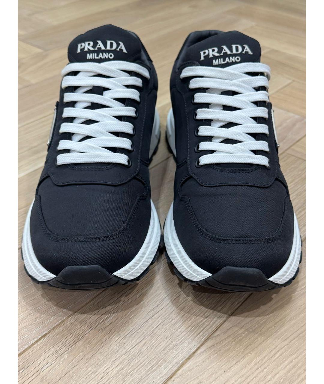 PRADA Черные синтетические низкие кроссовки / кеды, фото 2