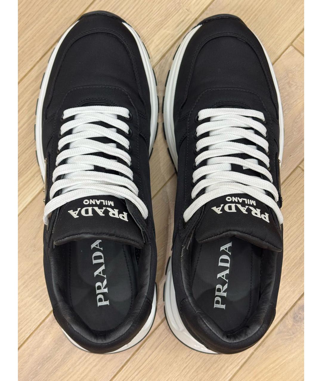PRADA Черные синтетические низкие кроссовки / кеды, фото 3