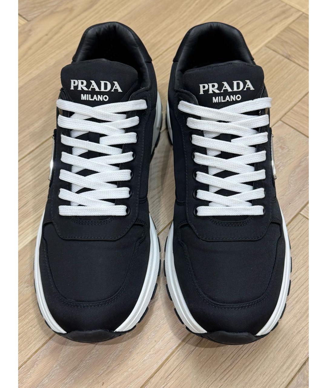 PRADA Черные синтетические низкие кроссовки / кеды, фото 6