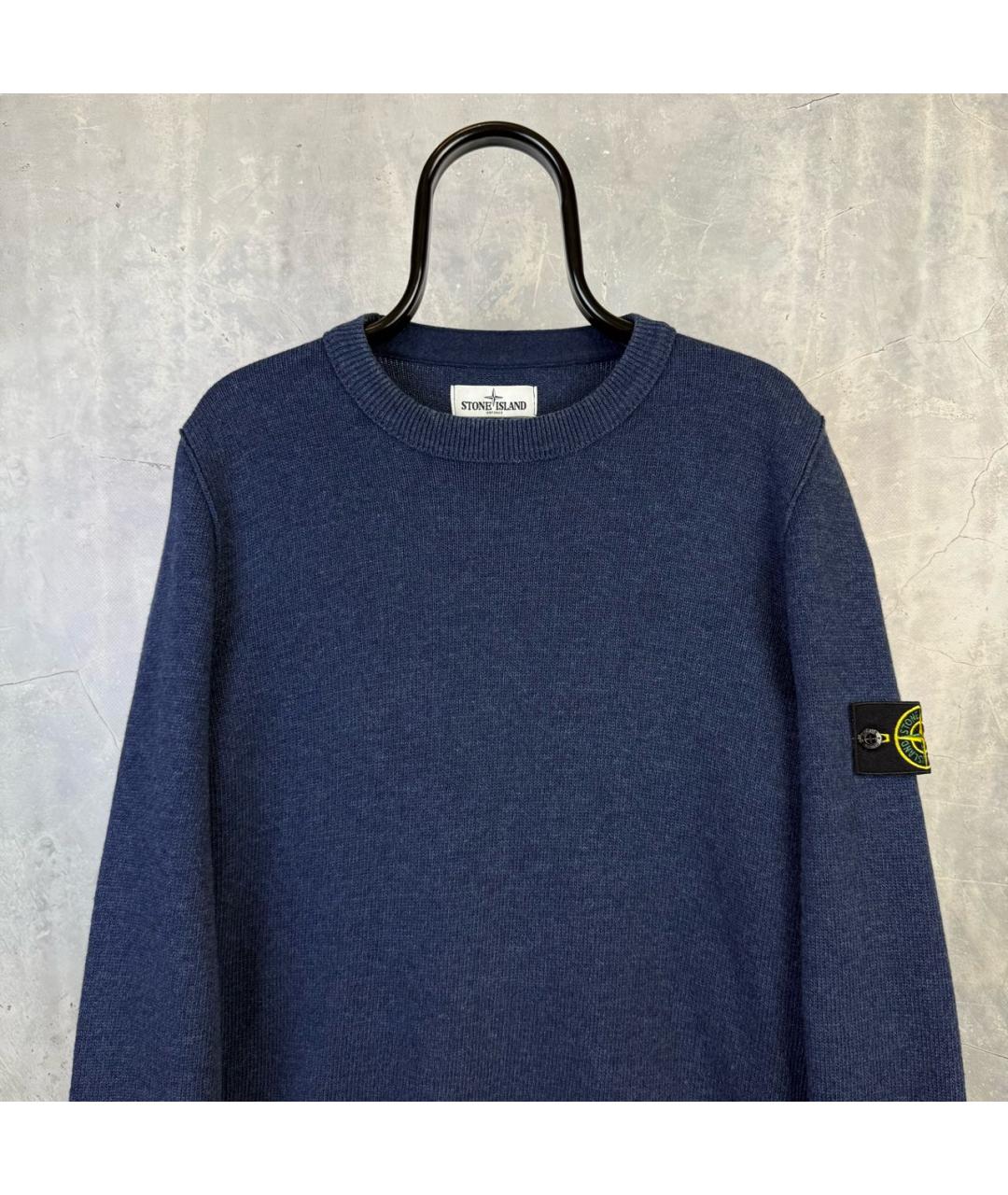 STONE ISLAND Темно-синий шерстяной джемпер / свитер, фото 2