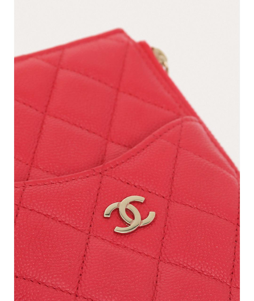 CHANEL Красный кожаный кошелек, фото 4