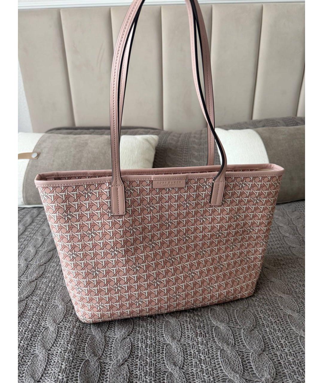 TORY BURCH Розовая канва сумка тоут, фото 6