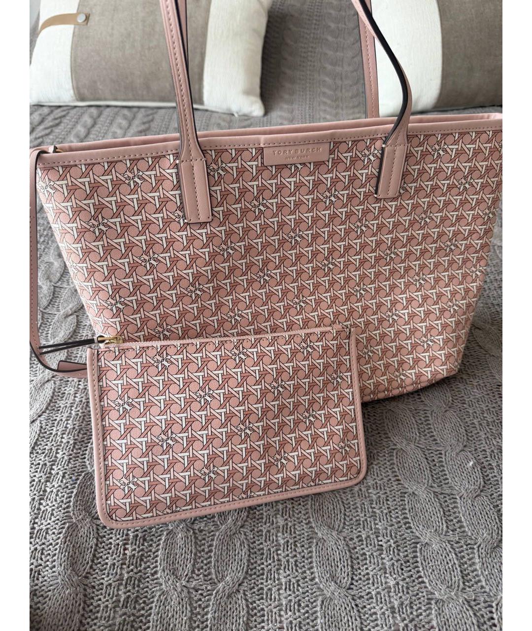 TORY BURCH Розовая канва сумка тоут, фото 4