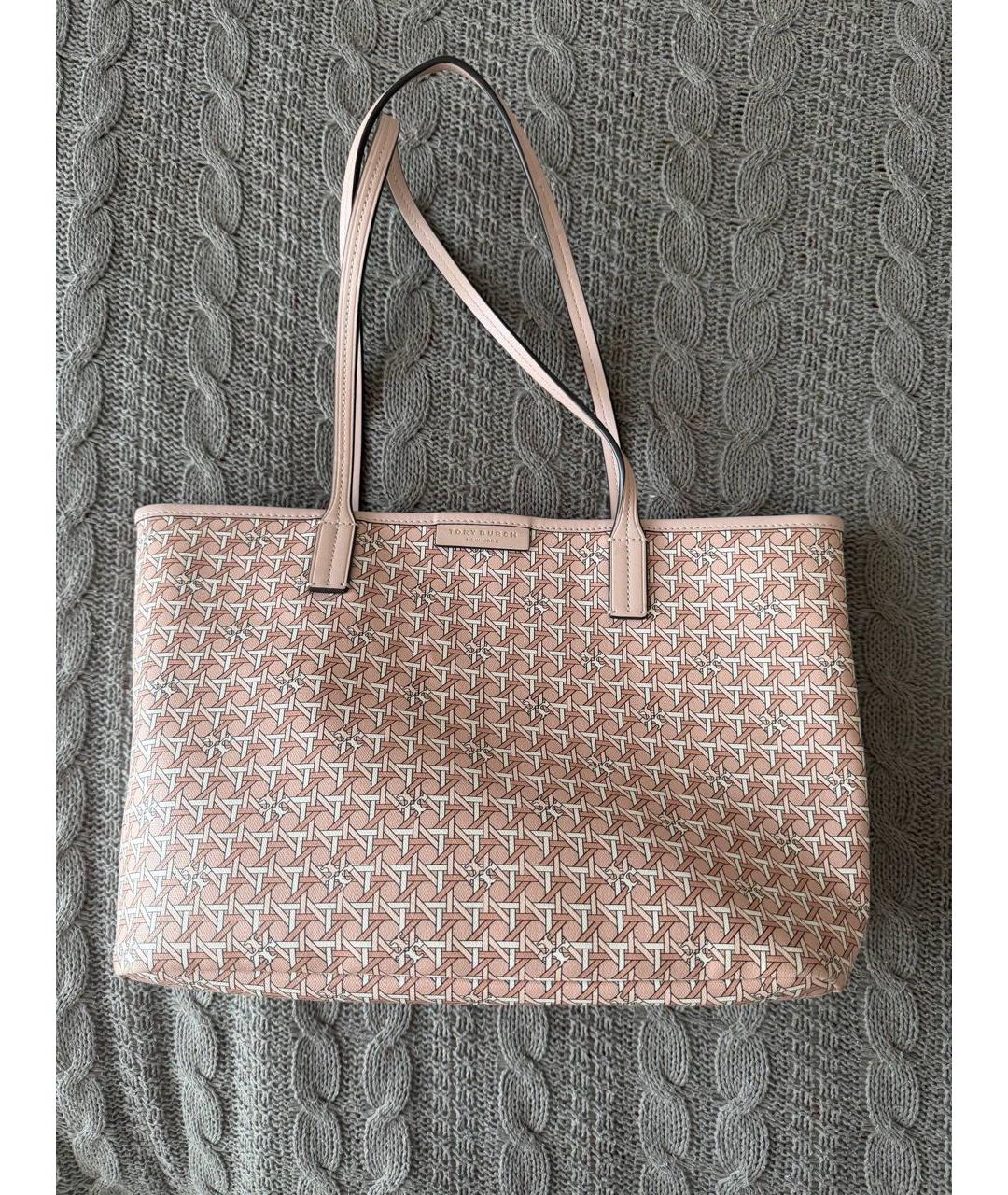 TORY BURCH Розовая канва сумка тоут, фото 2