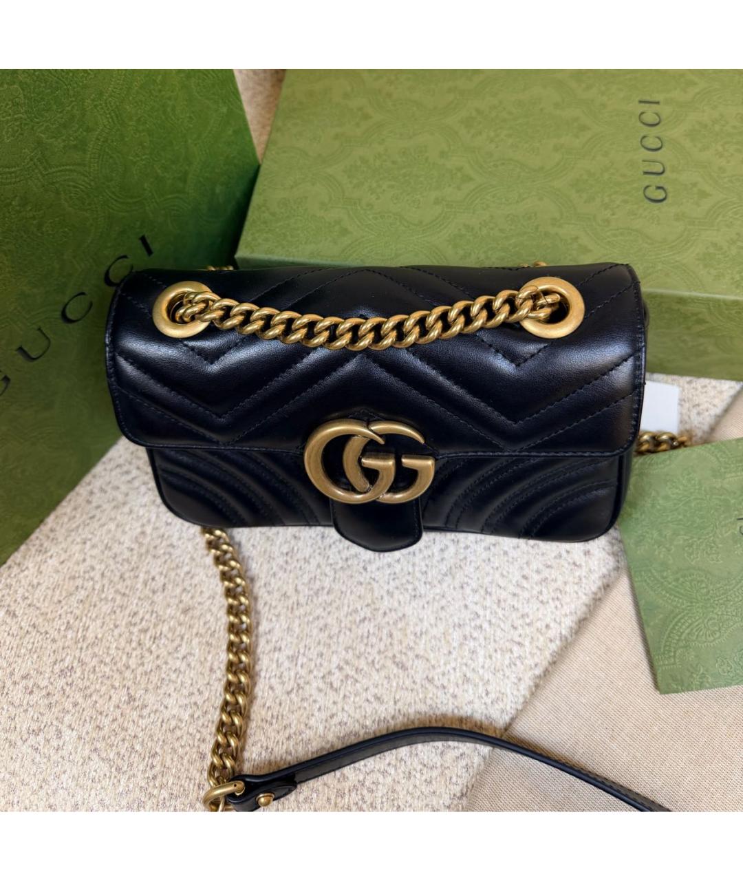 GUCCI Черная кожаная сумка через плечо, фото 2