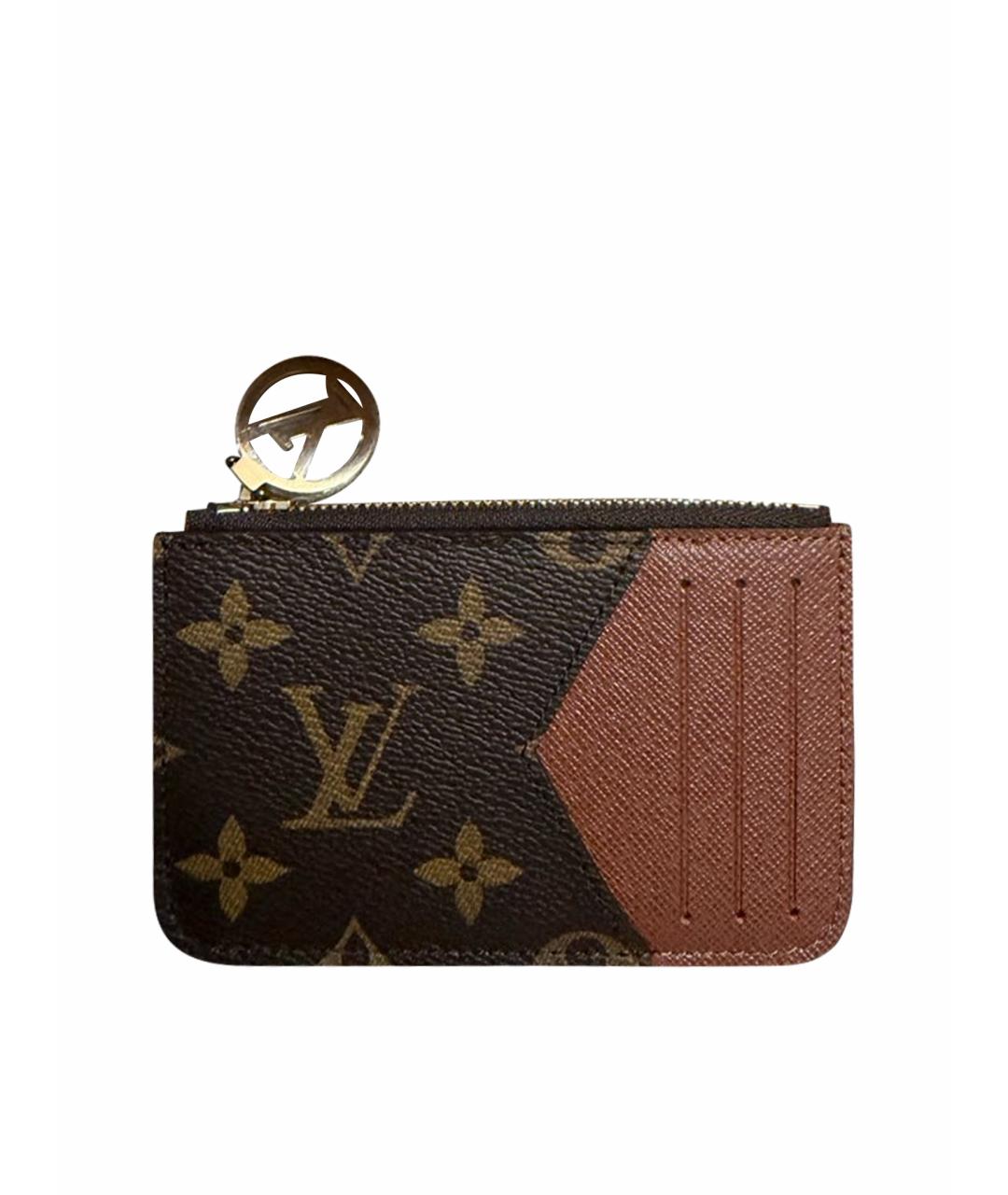 LOUIS VUITTON Коричневый кожаный кардхолдер, фото 1