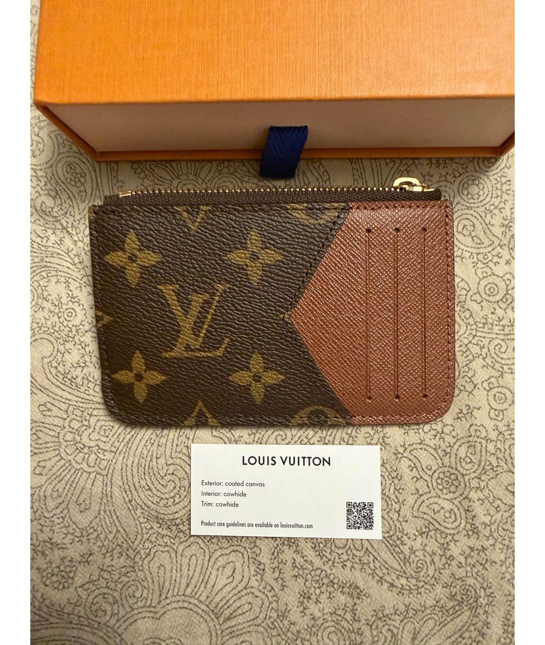 LOUIS VUITTON Коричневый кожаный кардхолдер, фото 2