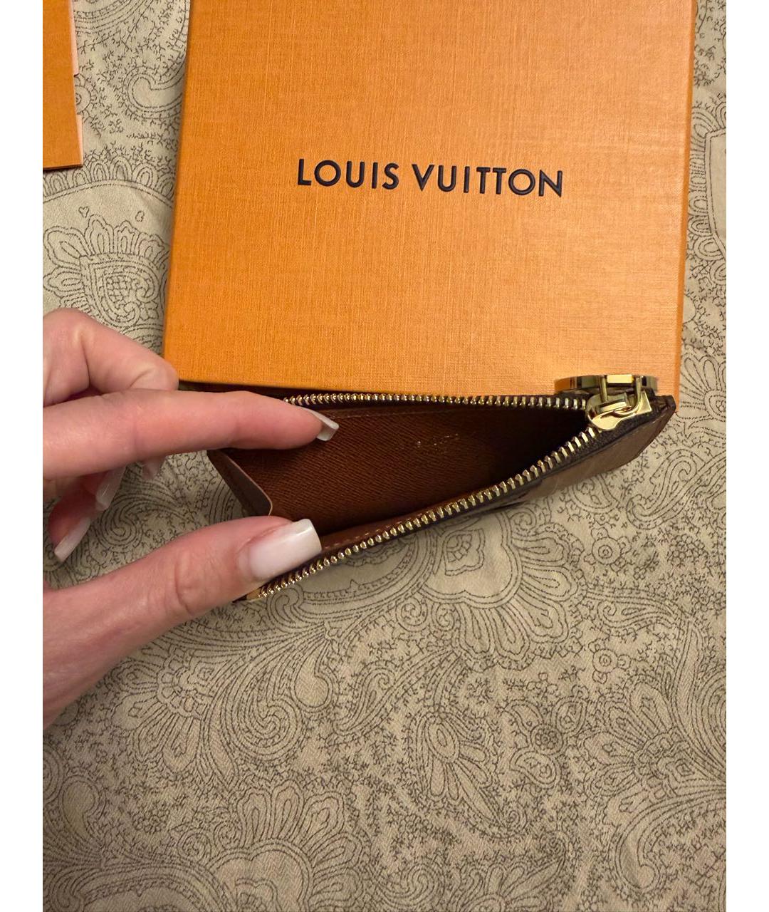 LOUIS VUITTON Коричневый кожаный кардхолдер, фото 4