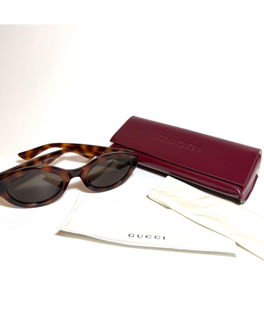 GUCCI Коричневые пластиковые солнцезащитные очки, фото 5