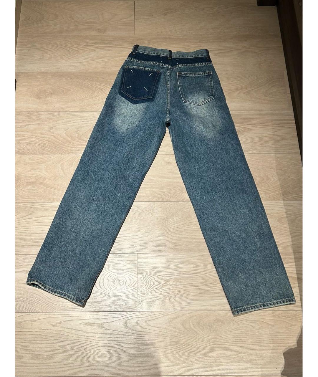 MAISON MARGIELA Голубые хлопковые прямые джинсы, фото 2