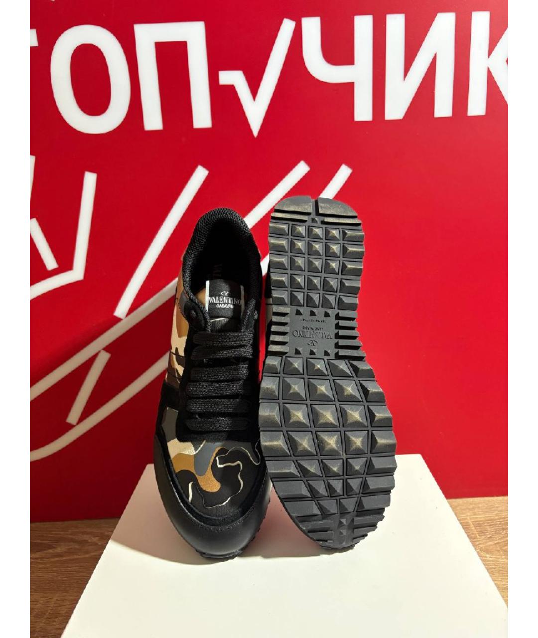 VALENTINO Золотые кожаные высокие кроссовки / кеды, фото 5