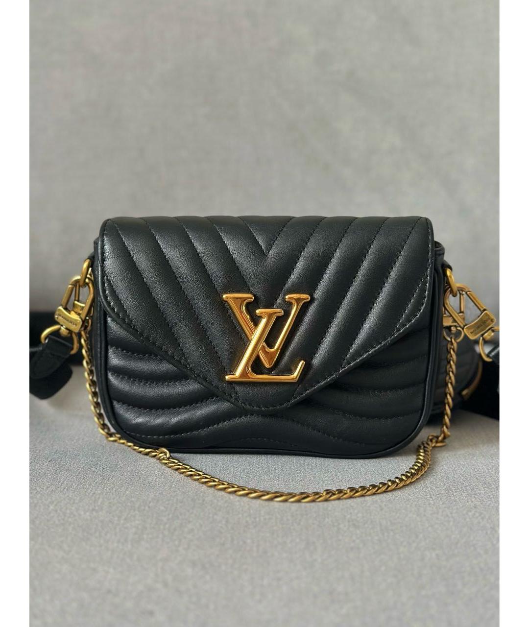 LOUIS VUITTON Черная кожаная сумка через плечо, фото 3