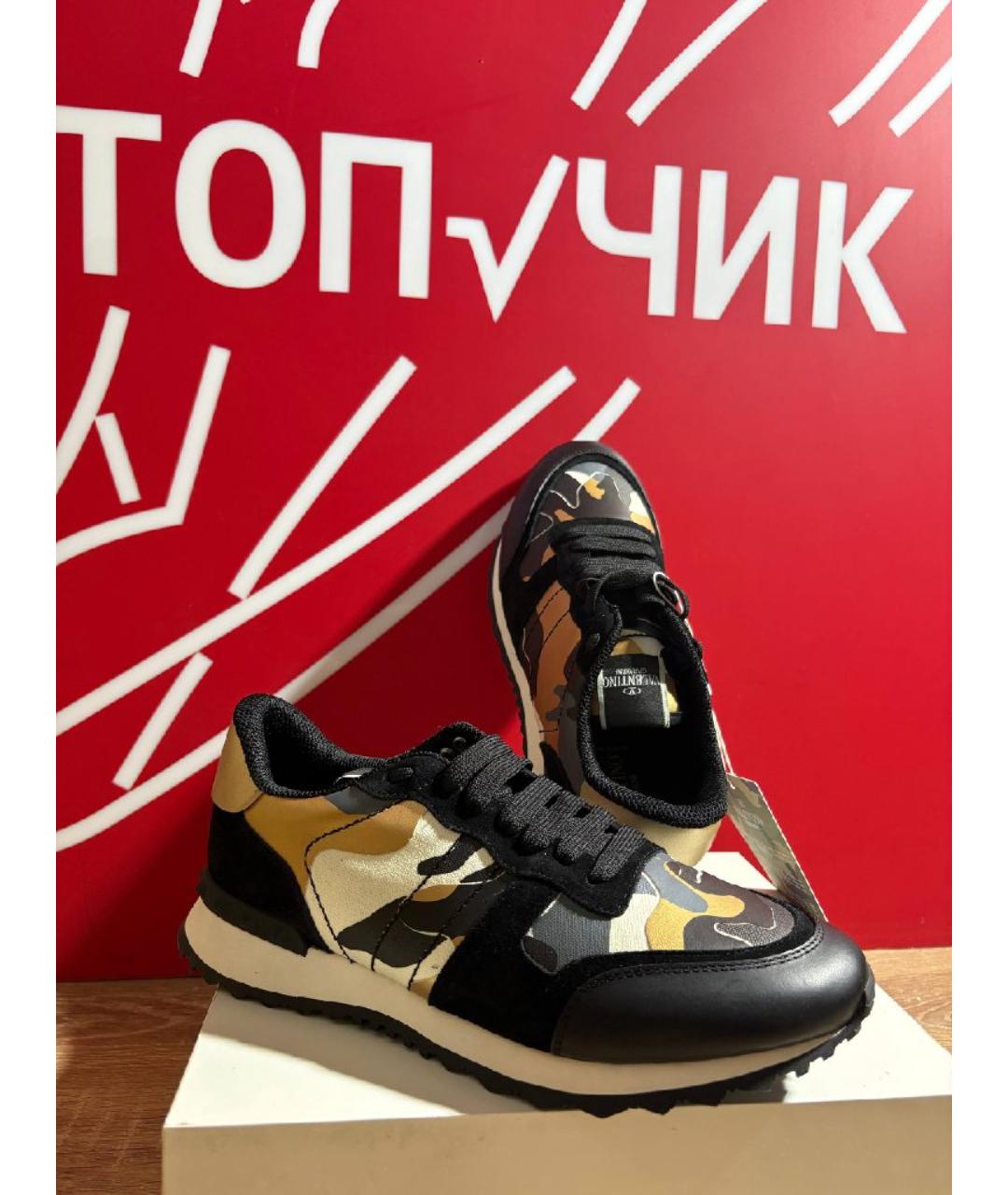 VALENTINO Черные кожаные низкие кроссовки / кеды, фото 3